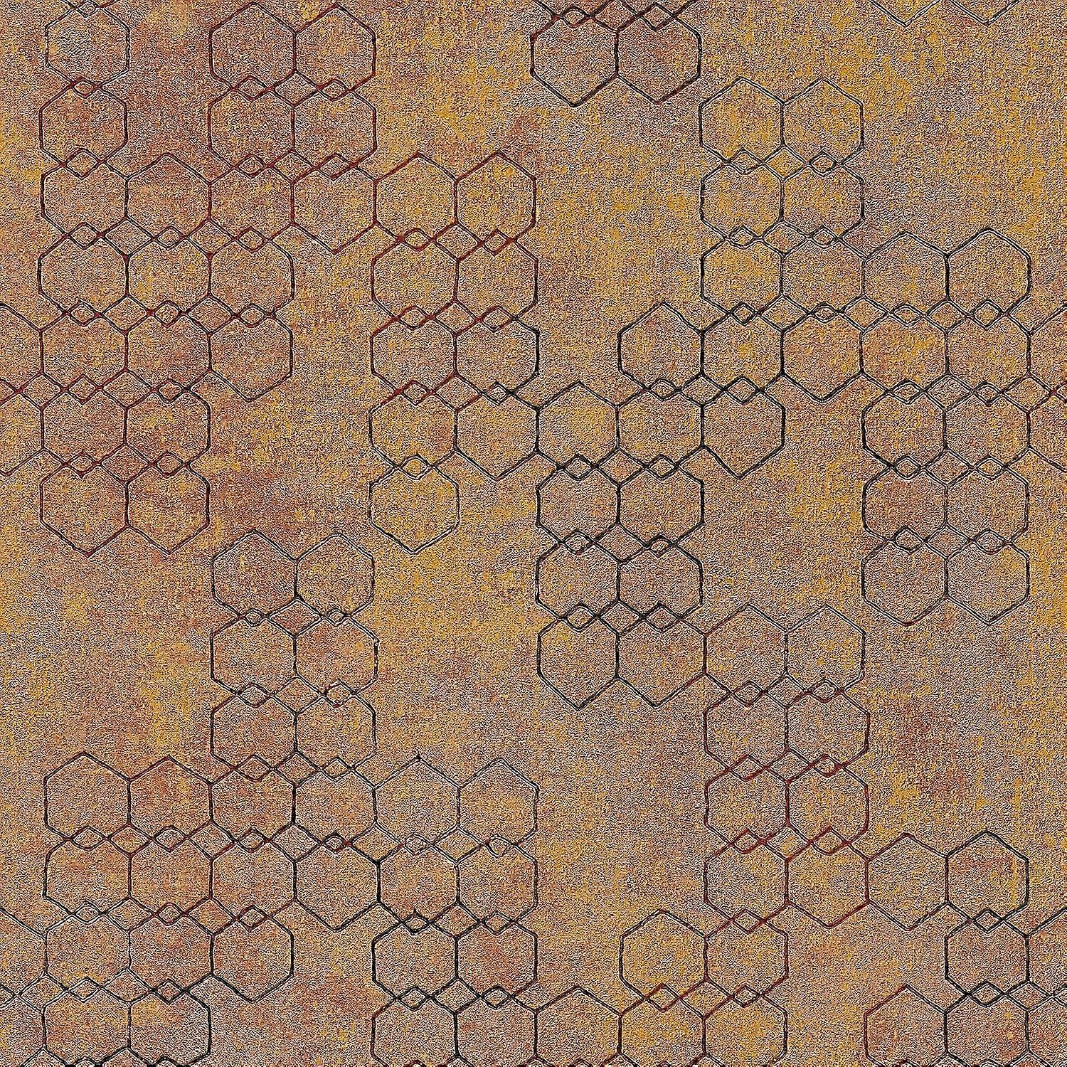 Grafisch behang Profhome 374243-GU vliesbehang licht gestructureerd design glanzend oranje goud bruin 5,33 m2