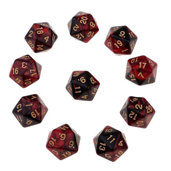 10x10pcs 20-Sided Dice Polyhedron Dices for D&D TRPG Cup Game Red + Black