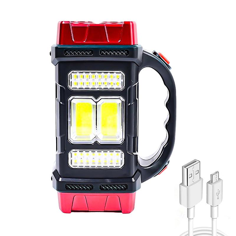 Powerful Solar Led Flashlight With Cob Work Light Usb Rechargeable Torch Light Waterproof Solar Light For Outdoor Camping