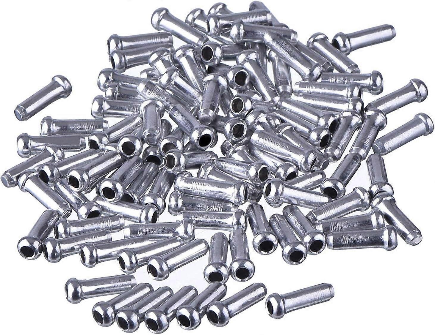 100 Pack Silver Alloy Mountain Bicycle Brake Cable Cap End Tips Crimp