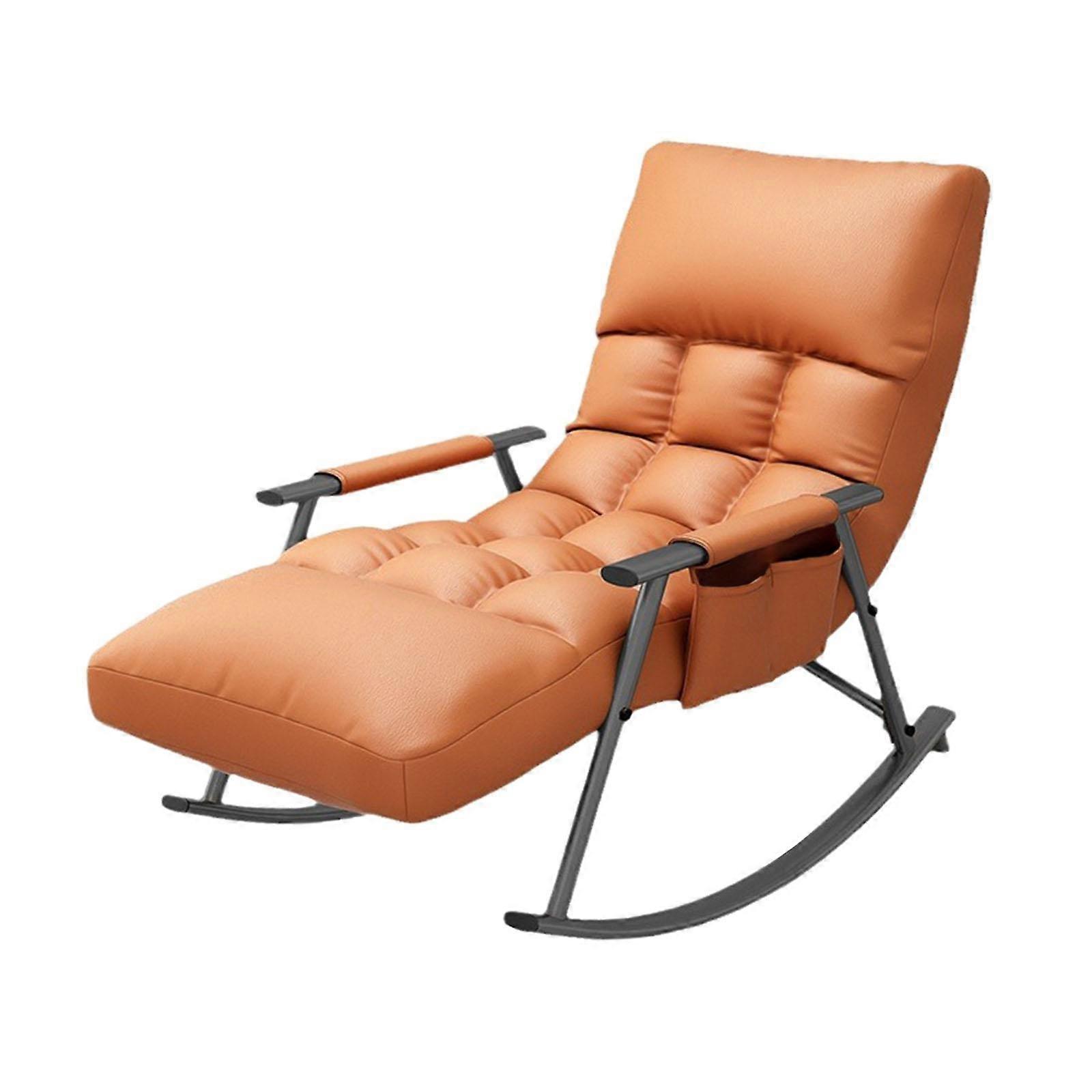 Rocking Chair Adjustable recliner Stylish Lazy Sofa for Garden Patio Camping Orange