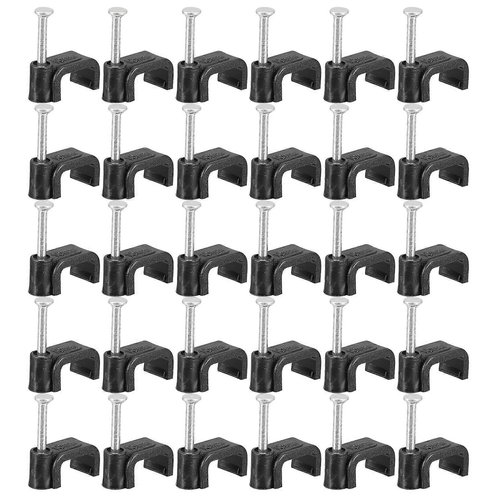 100Pcs Half Clamps Black J Hooks with Nails Pipe Support Clamps Fixing Tools