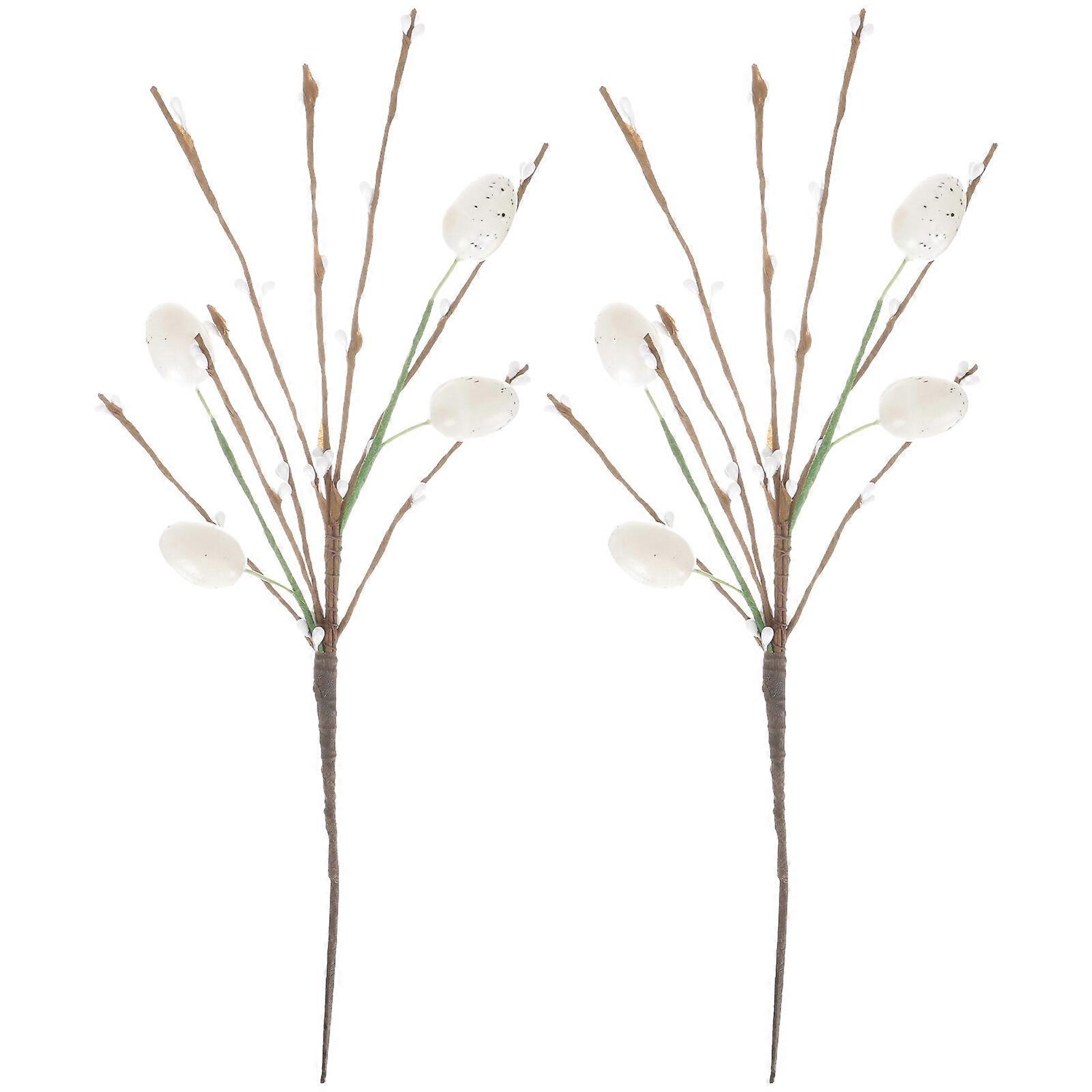 2Pcs Easter Egg Stems DIY Easter Eggs Tree Branches Artificial Eggs Stem Picks Party Favor