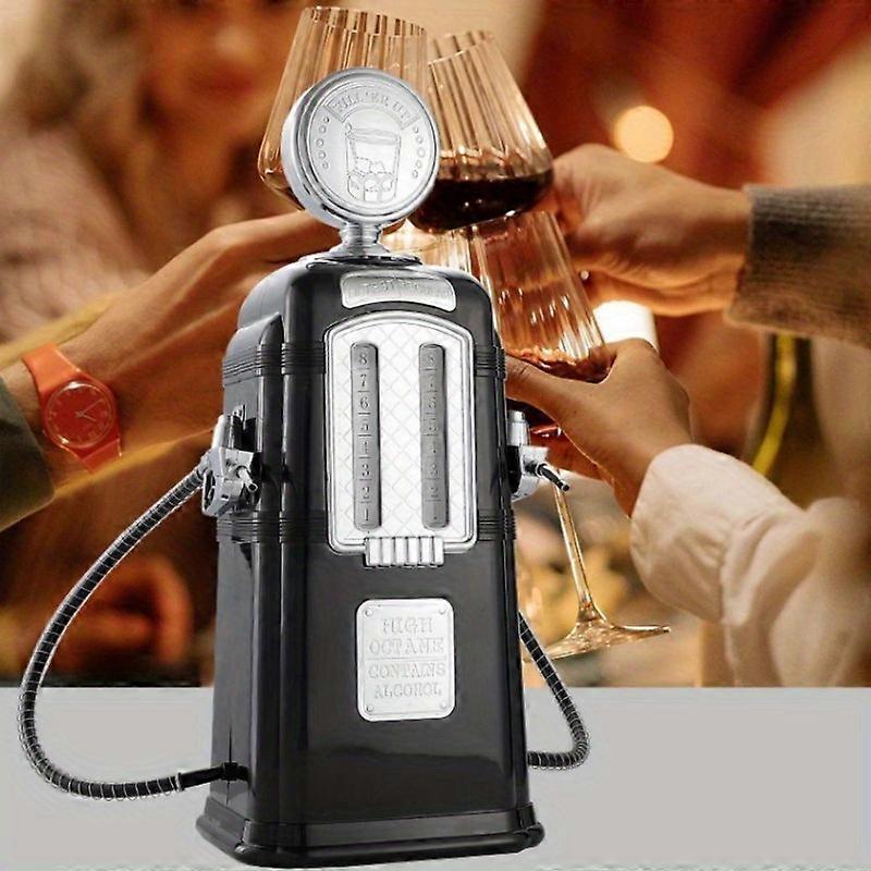 Vintage Gas Station Style Dual Nozzle Wine Pourer Dispenser - 2 Liter Capacity, Plastic Retro Bar Beverage Tower Beer Gun Machine for Home Use