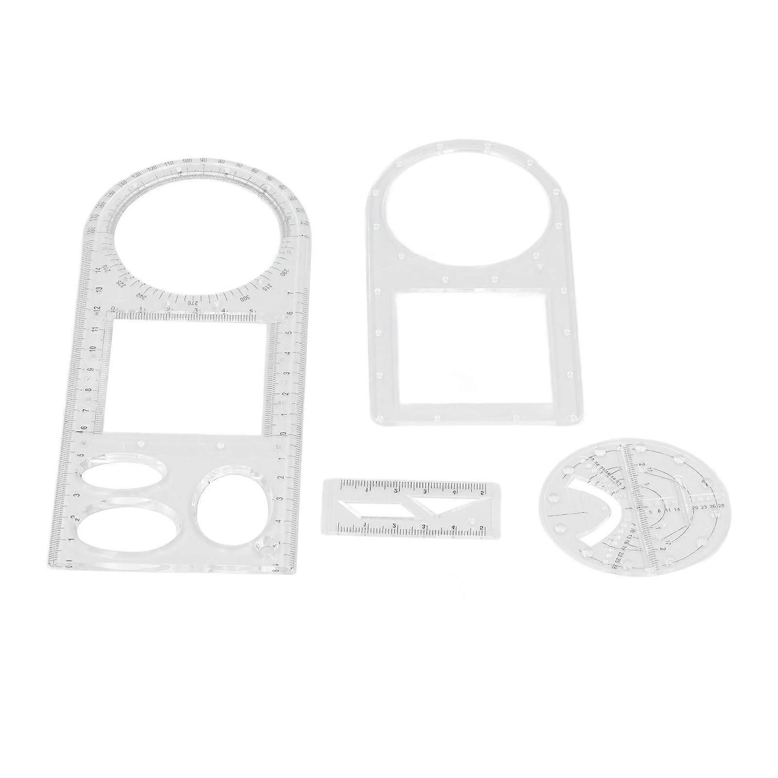 Multifunctional Geometric Ruler Rotatable Clear Scale Plastic Material Multi Function School Office Supplies