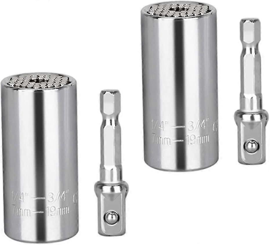 Wrench/hand Socket Socket Grip Adapter 7mm-19mm Multi-function Socket Wrench Tool Ratchet Adapter Set(2pcs, Silver)