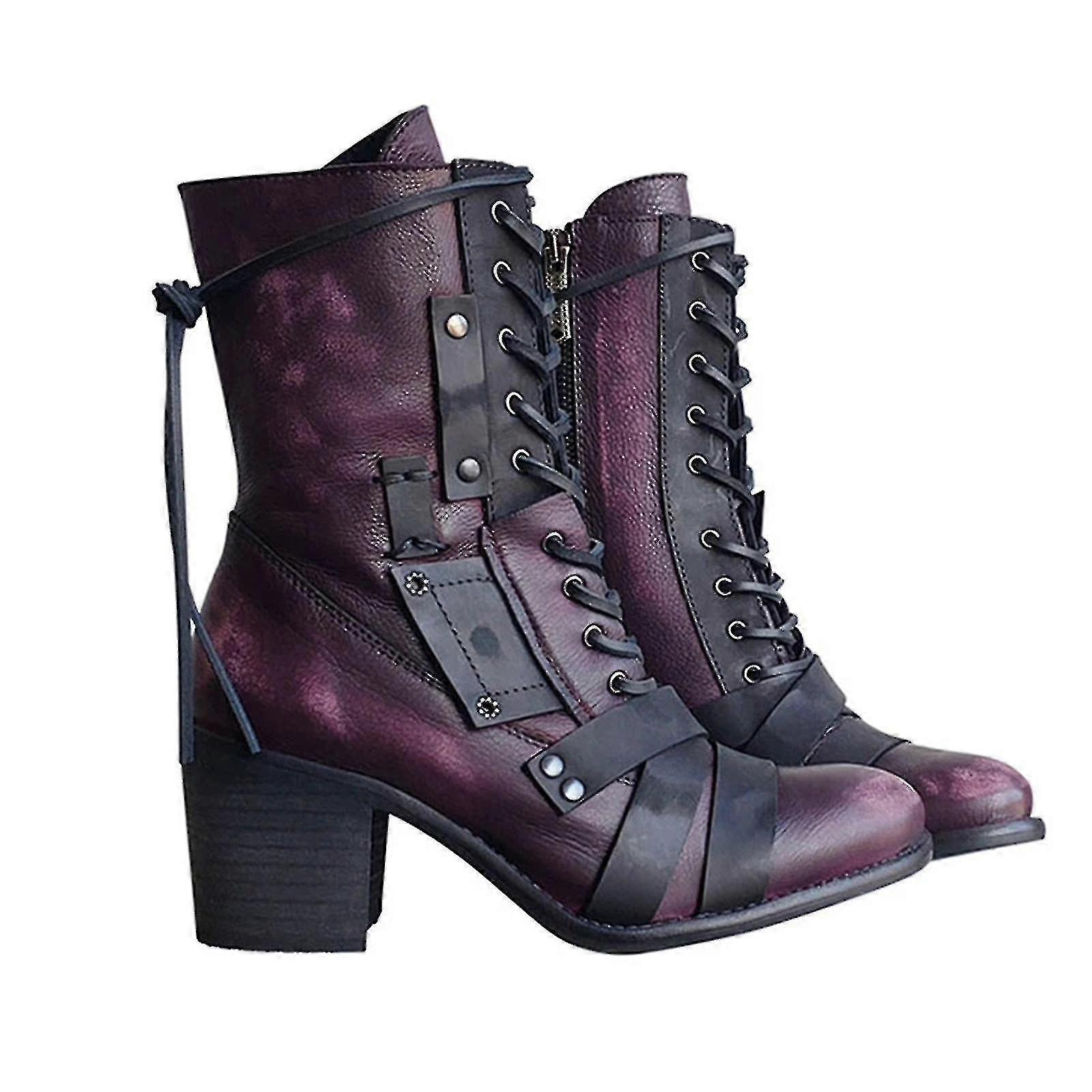 39;roxo Retro Comfy Chunky-heel Lace-up Botas