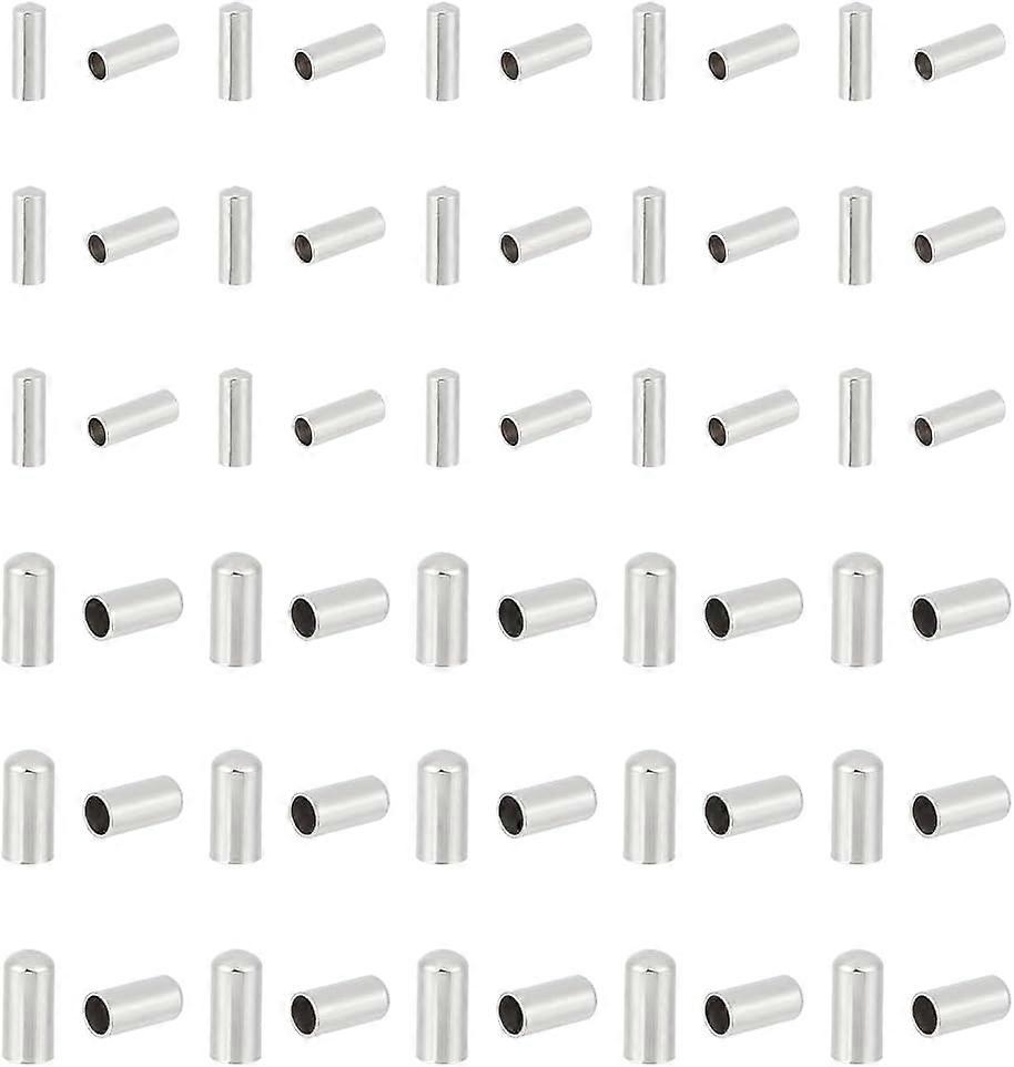 100pcs 2 Sizes Column Cord Ends Stainless Steel End Caps 2mm/3mm Column Leather Cord Ends Cord Terminators End Caps for DIY Jewelry Making Stainless S
