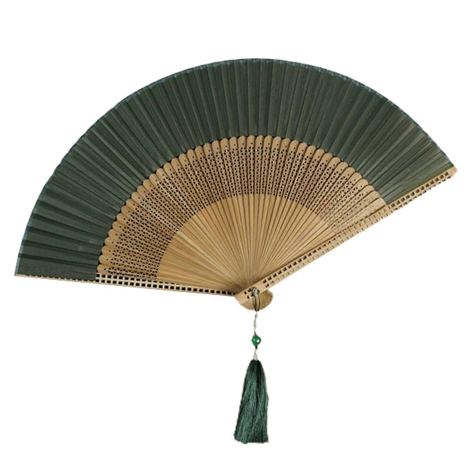 Folding Fan Vintage Style Tassel Dancing Handheld Fan Bamboo Handle Faux Silk Folding Fan Weddings
