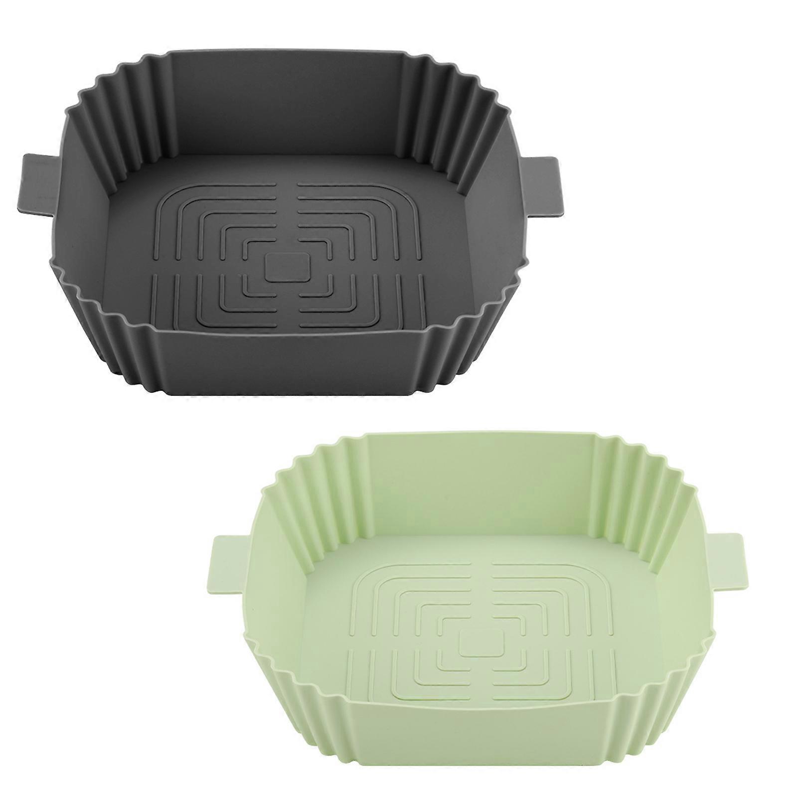 2pcs Reusable Silicone Airs Fryer Liners Basket Pot Replacement with Handles for Home Kitchen
