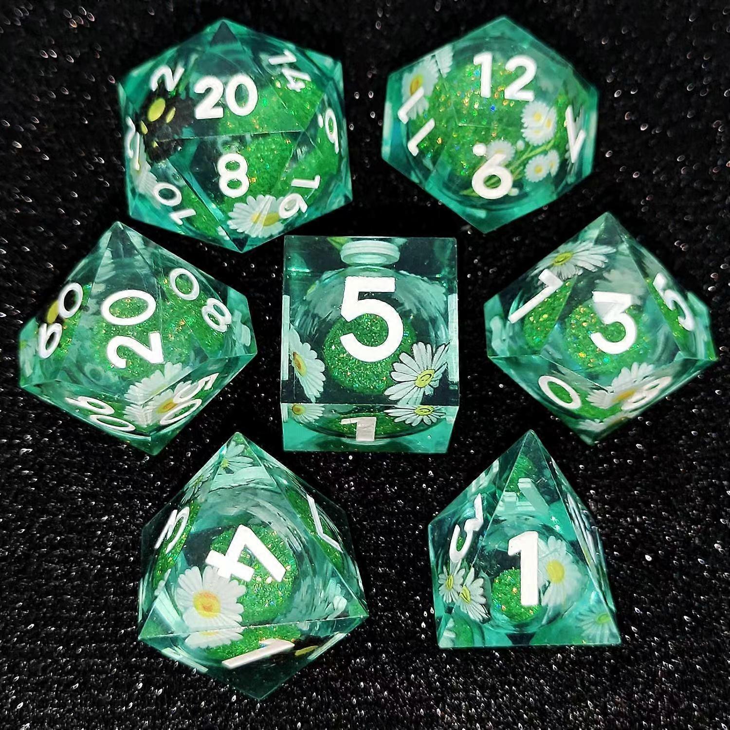 Christmas Gift Rpg Resin Dice, Dnd Dice Set, Sharp Edge Polyhedral Dice For Dungeons Dragons Games Dices Fish Diasy Resin Dice