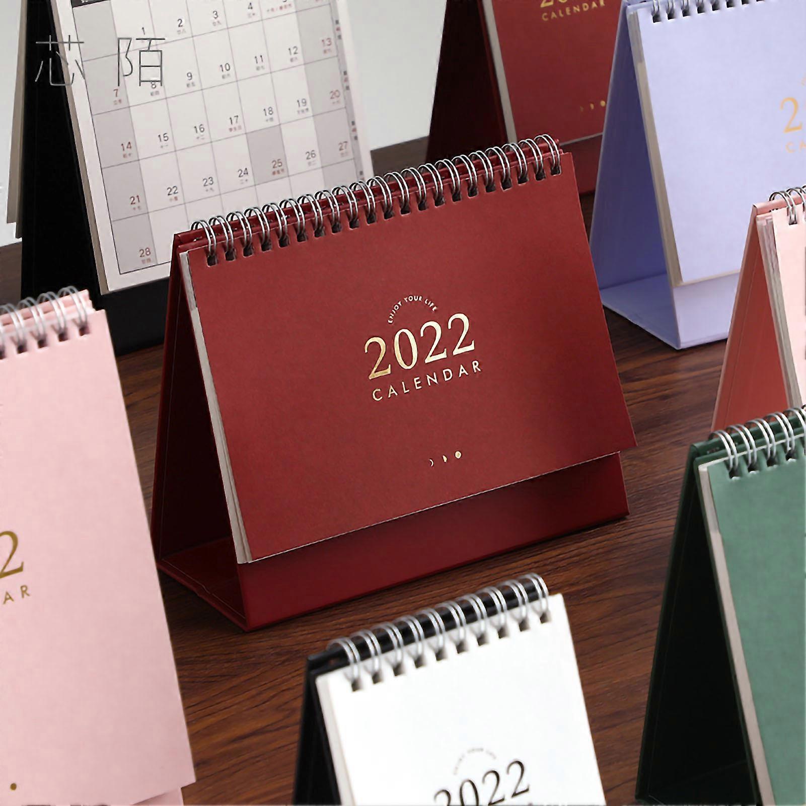 Desk Calendar Simple Stylish Textured Classic Design Multifunctional Memo Calendar 2022 Desktop Calendar Purple Large