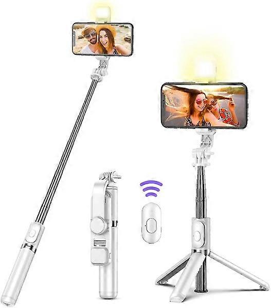 Selfie Stick Tripod with Remote, LED Ring Light, Detachable