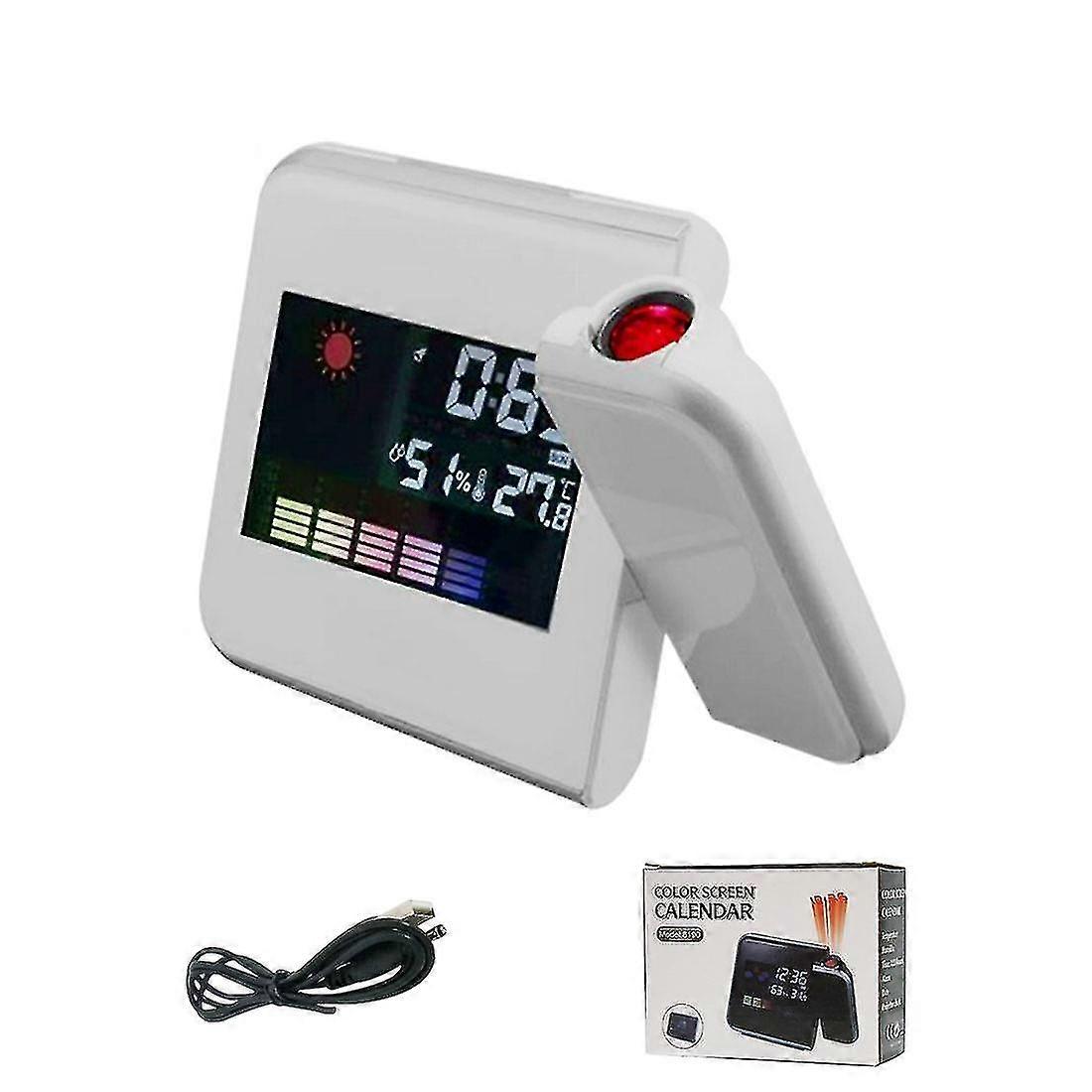 Led Digital Projection Alarm Clock Temperature Thermometer Desk C