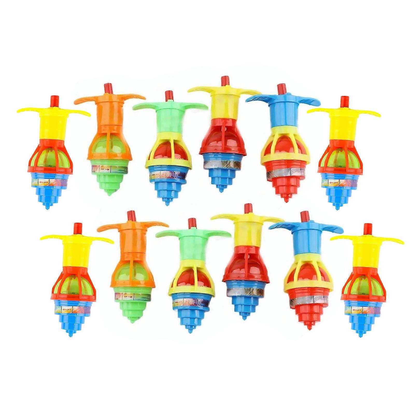 12pcs Kids Light Up Rotating Gyroscope Boys Girls Holiday Party Portable Cute Funny Flashing LED Gyroscope Toy
