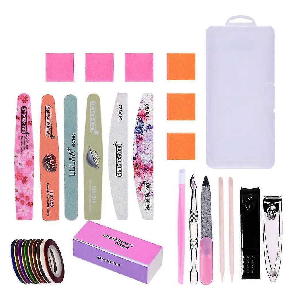 Manicure Nail File Kit Nail Buffer Cuticle Nipper And Pusher Manicure Tool Set