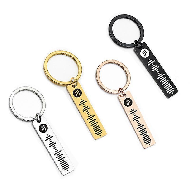 4pcs Stainless Steel Key Chain Couple Music Gift Keychain Code Keychains