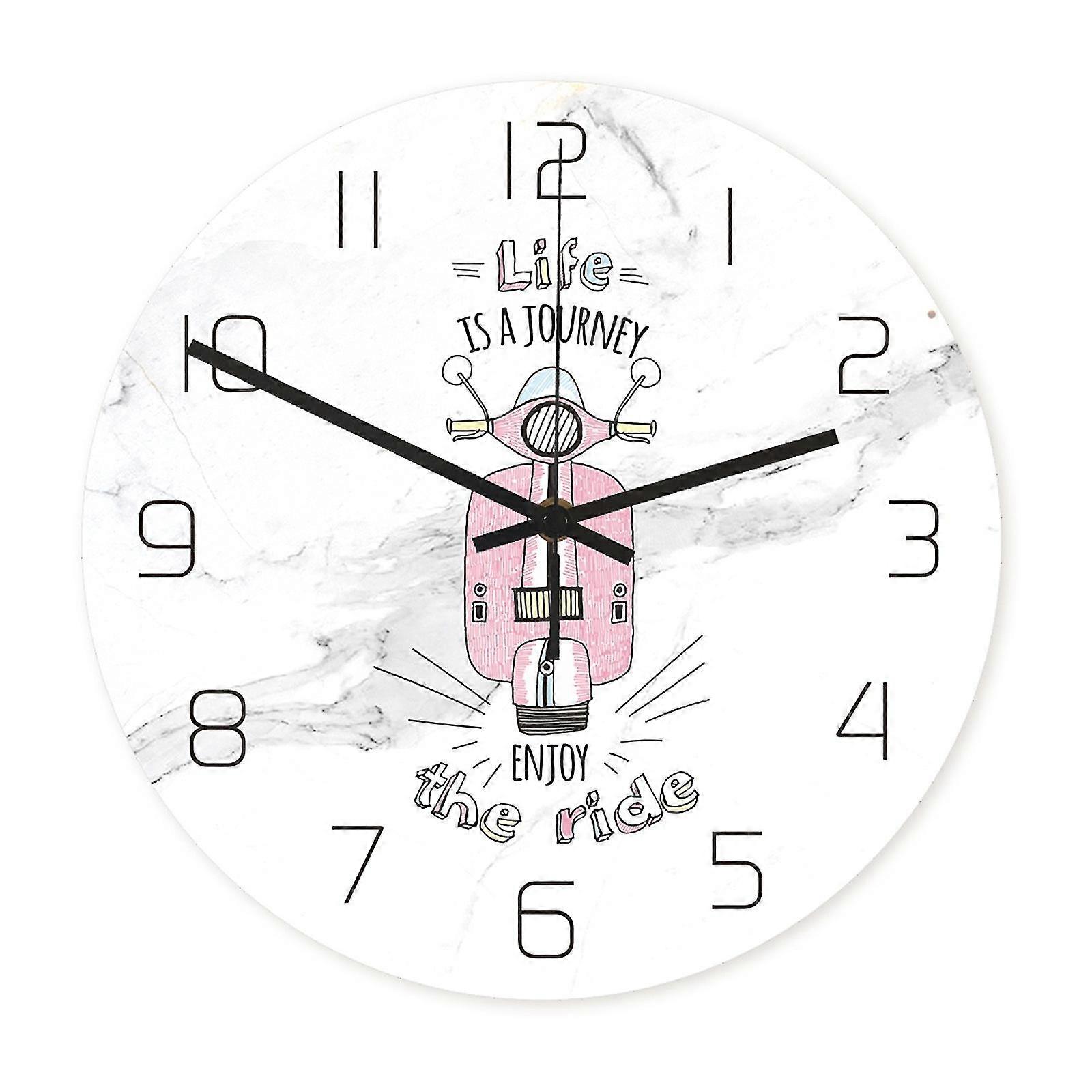 Acrylic Bicycle Stone Pattern Printing Art Room Wall Clock