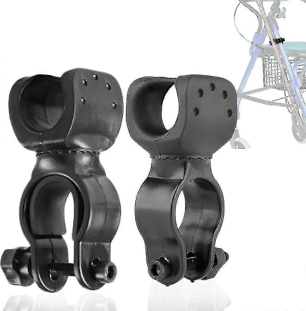 Cane Holder For Rollators, Walkers, Wheelchairs - Universal Support Accessory For Crutches, 360 Swivel, 2 Pieces