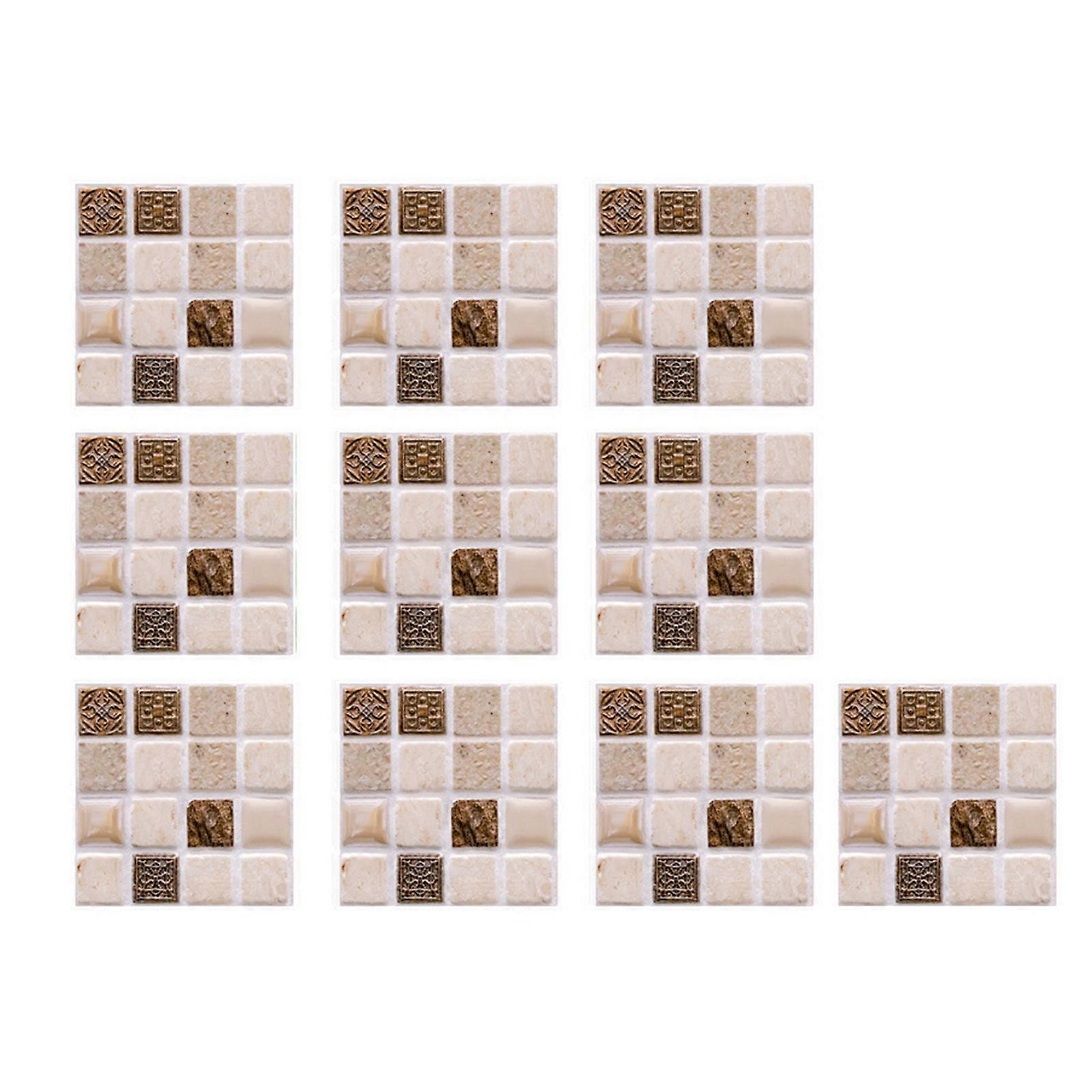 10Pcs Tile Sticker Three-dimensional Waterproof Self-Adhesive Decorative DIY Checked Pattern Wall Decal Sticker Home Supply KAESI