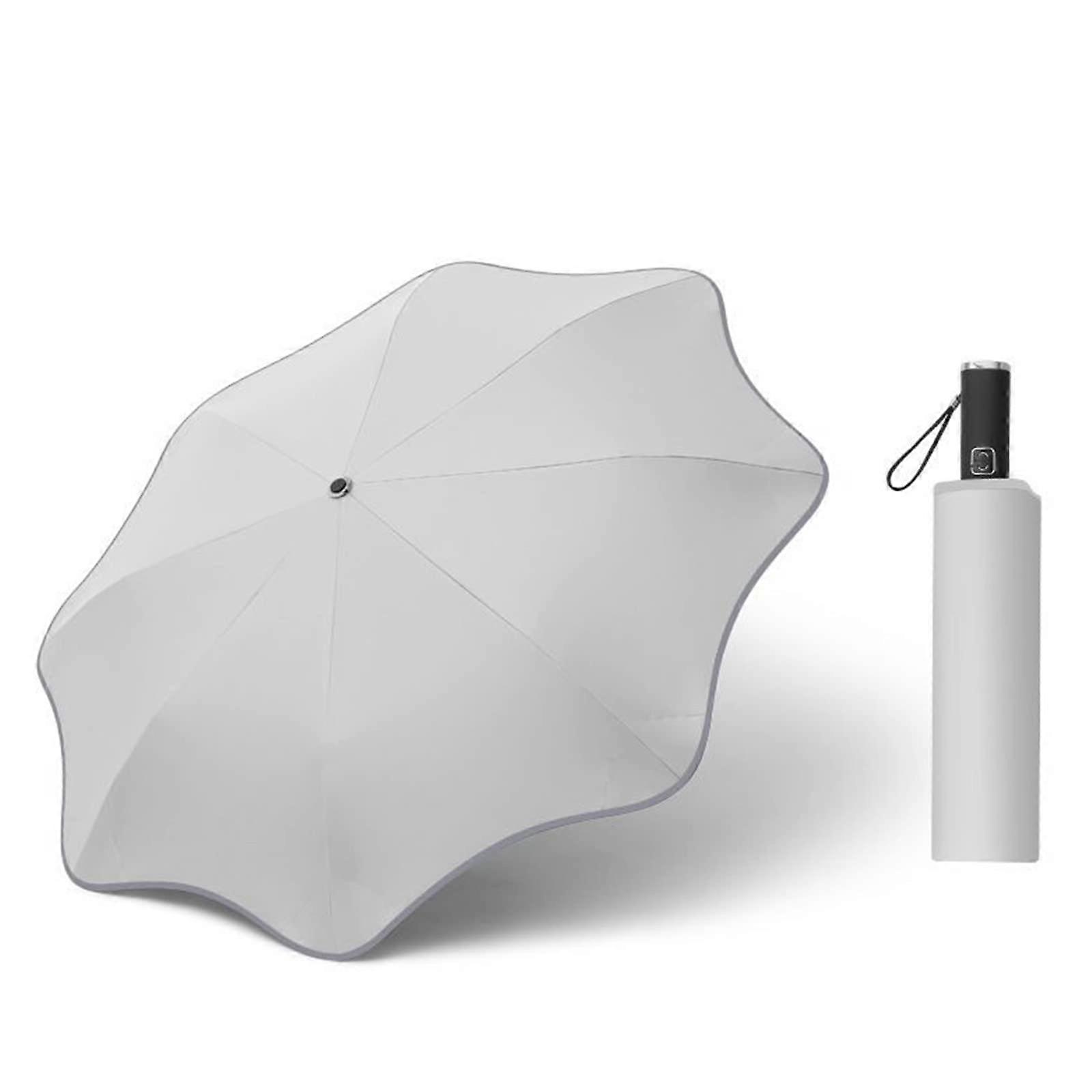 Round-Corner  Umbrella with Reflective Strip 8 Ribs(White)