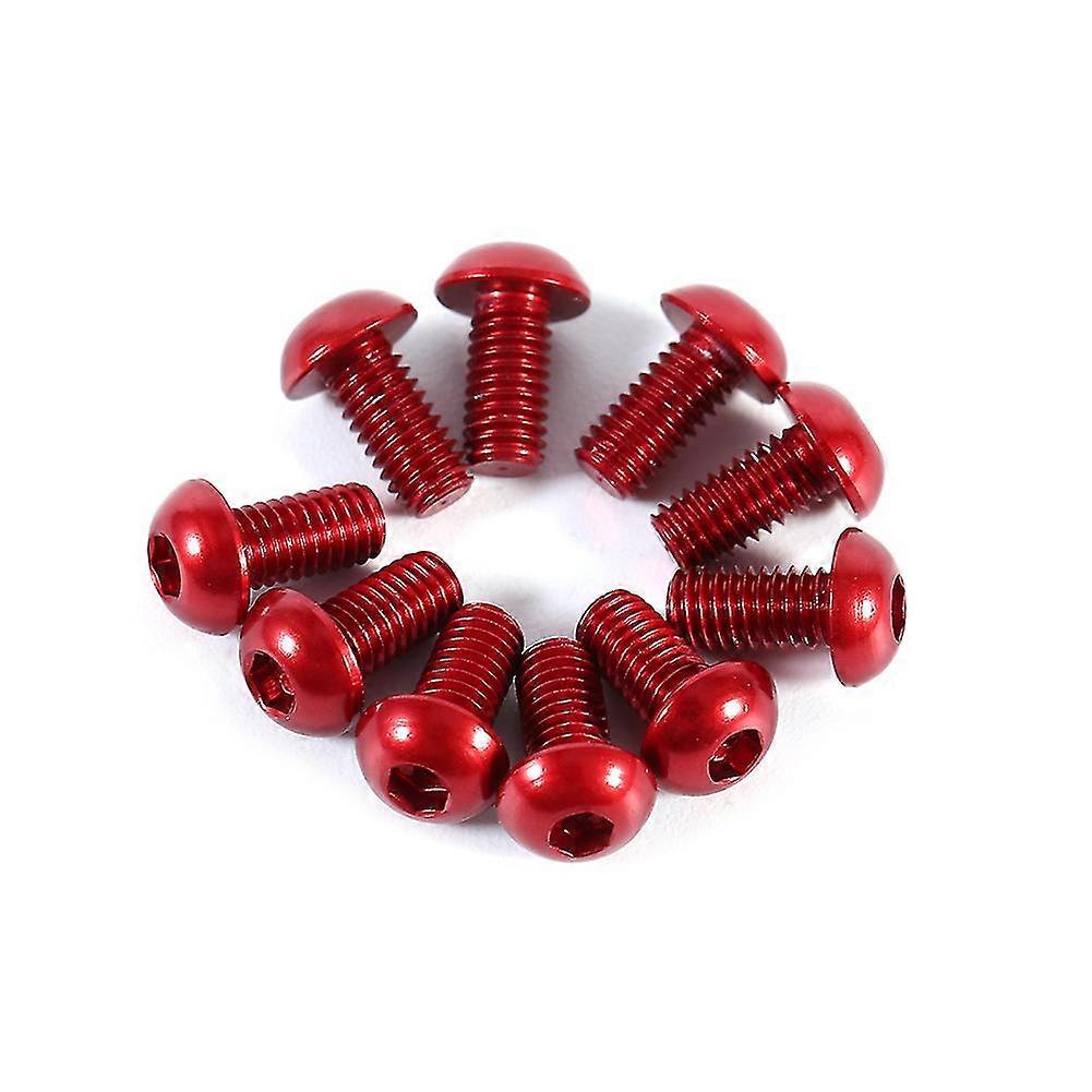 10pcs M3 6-10mm Button Round Head Aluminum Alloy Metric Hex Socket Cap Screw Bolt Red 6mm-YM