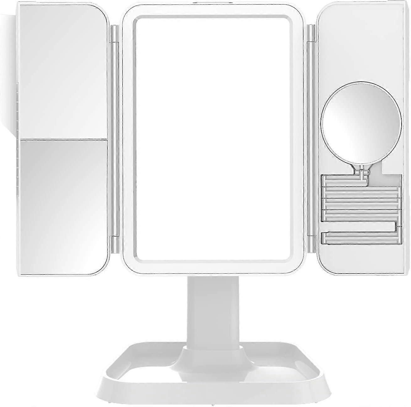 Makeup Mirror Vanity Mirror With Lights Lighting Modes Led Adjustable Brightness Trifolding Mirror