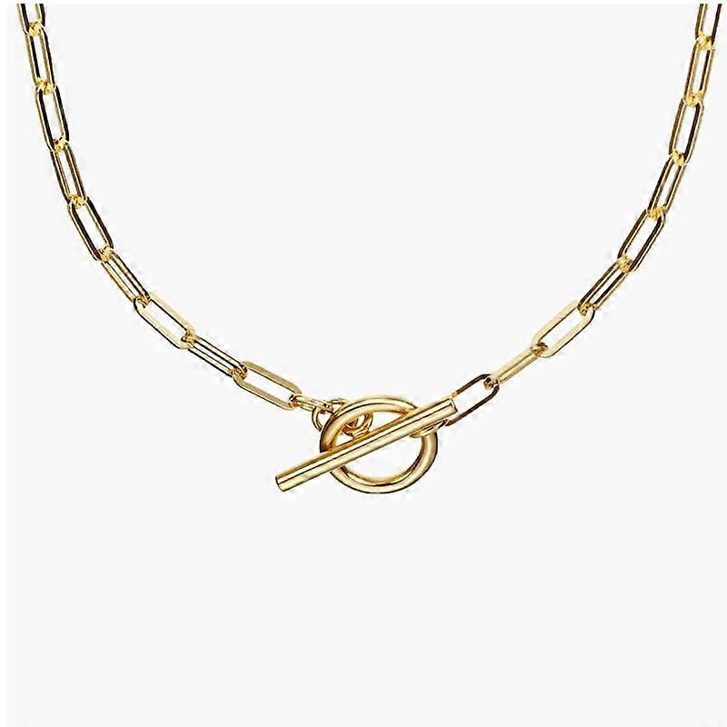 Paper Clip Link Toggle Necklace gold