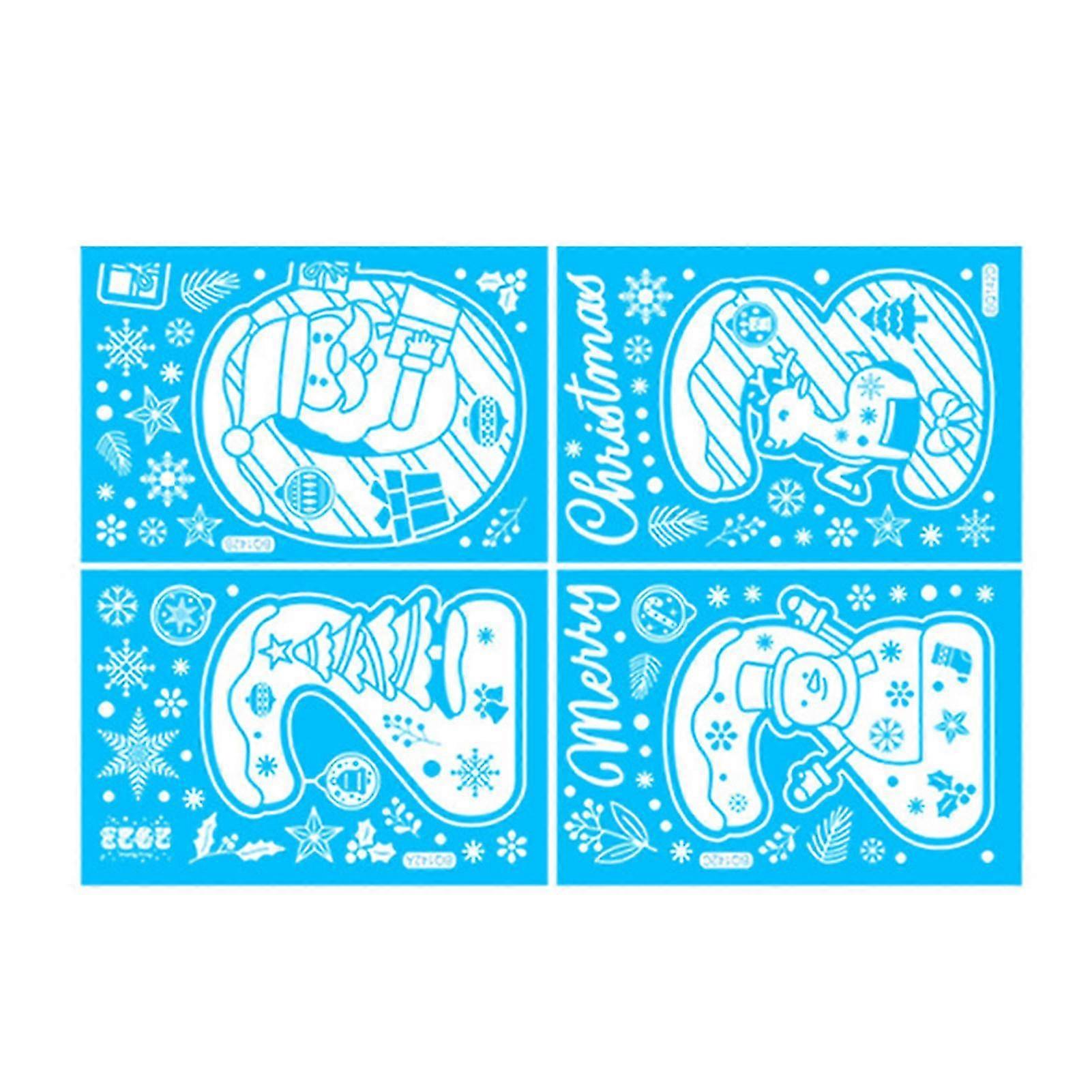 4pcs Christmas Window Clings Decals Easy To Remove Window Clings For Christmas Party Decorations