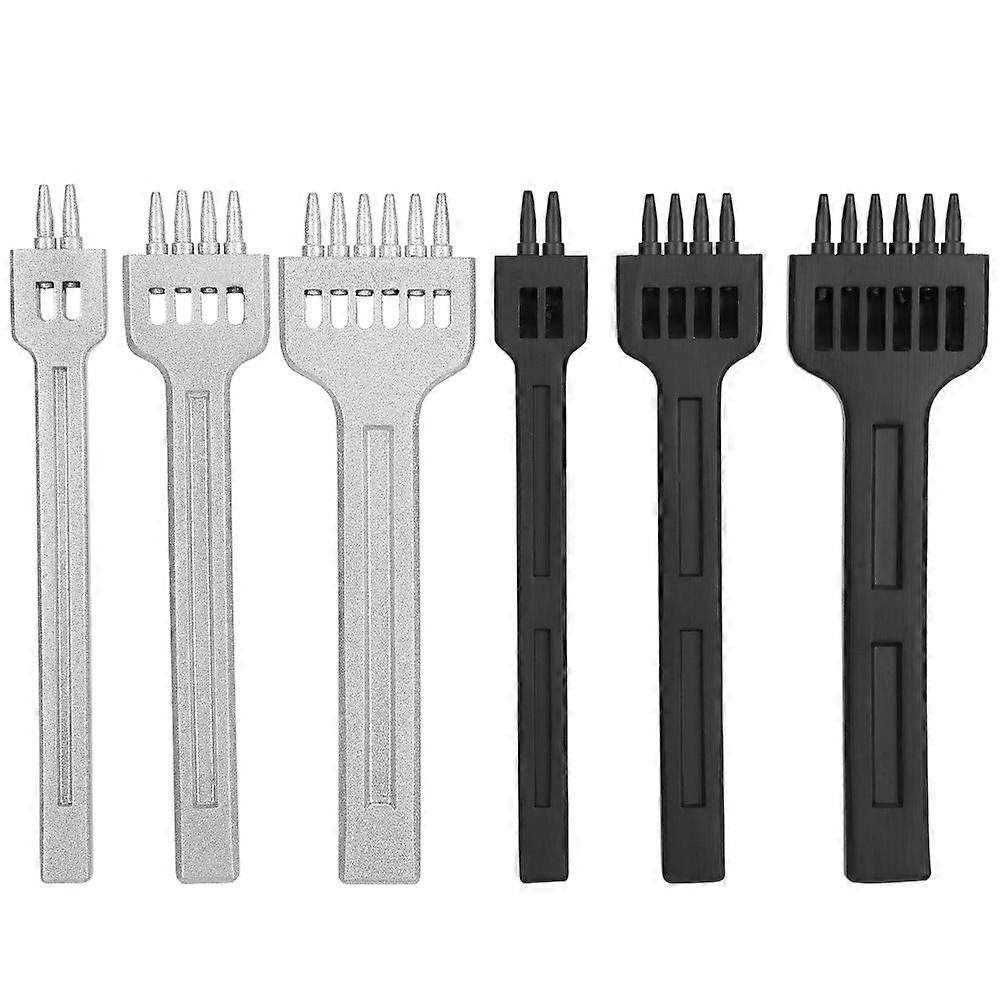 6Pcs Prong Chisel Round Hole DIY Leather Punch Tool HighCarbon Steel 2 Hole 4 Hole 6 Hole 4mm
