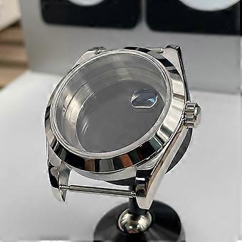 MOD 40MM Solid Stainless Steel Watch Case with Cyclops Lens Fit to NH35 NH36 Movement Transparent Sapphire Crystal Glass DJ Part