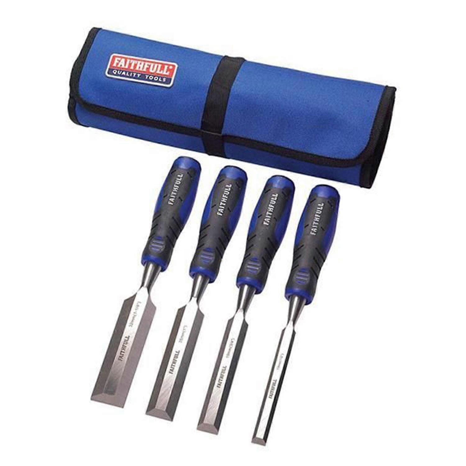 Soft Grip Chisel Set + Chisel Roll, 4 Piece