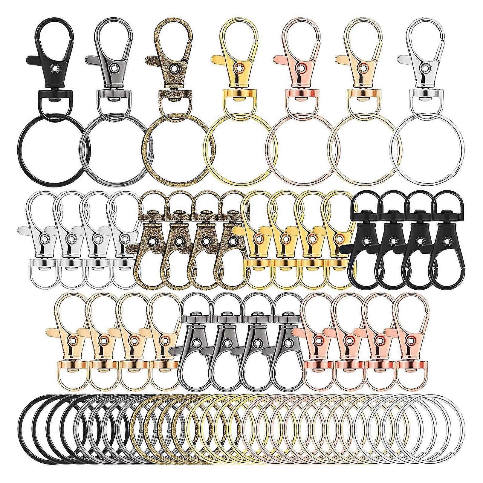 70 Pcs Swivel Lanyard Snap Hook with Key Rings Keychain Metal Swivel Clasps Spring Clip Snap Hook L