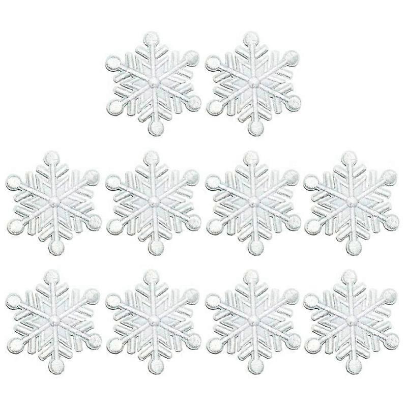 10Pcs Snowflake Patches Iron on Christmas Embroidered Patches Appliques for Arts Crafts DIY Decor J