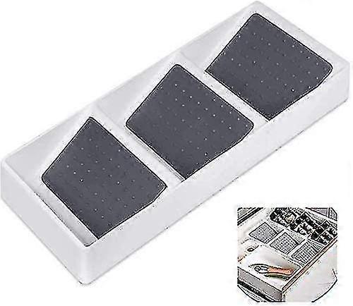 Spice drawer with 3 non-slip compartments spice storage pp drawer spice rack 38.2*14.7 * 5cm (Grey)