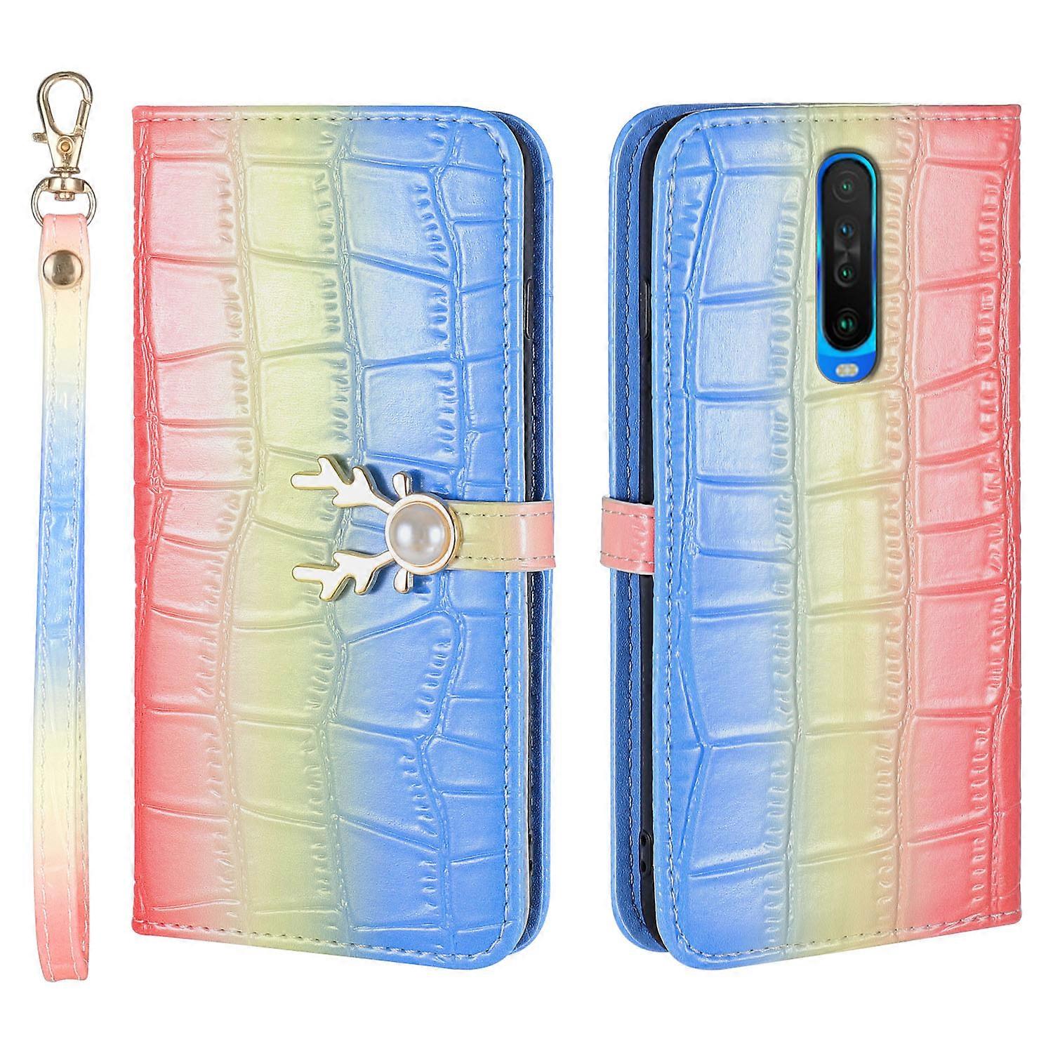 Elk Pattern Phone Case for Redmi k30 with Card Holder, lanyard, PU Leather Material, Wallet Function, Corner Fall Protection