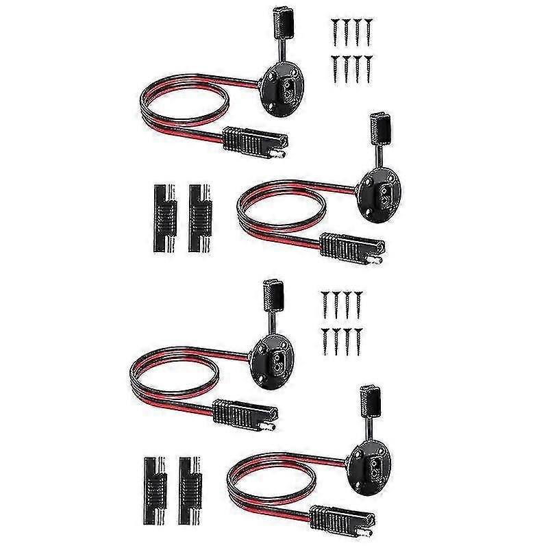 2x Sae Power Socket Side Wall Port Solar Panel Flush Mount Connector Plug Cable For Solar Generator