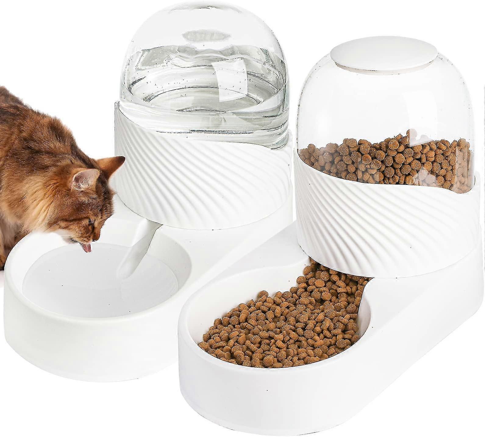 2 Pack Automatic Cat Feeder And Water Dispenser,white