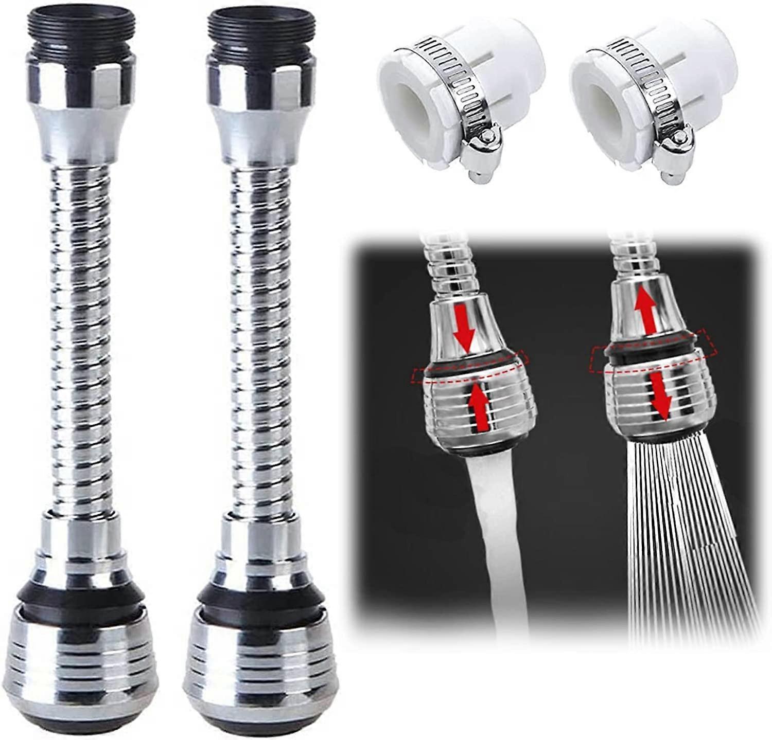 Kitchen Faucet Extension 360 Rotating Faucet Aerator 2 Pieces Universal Faucet Extension Nozzle Water Saving Spray Modes Anti-Splash Descaling Accesso