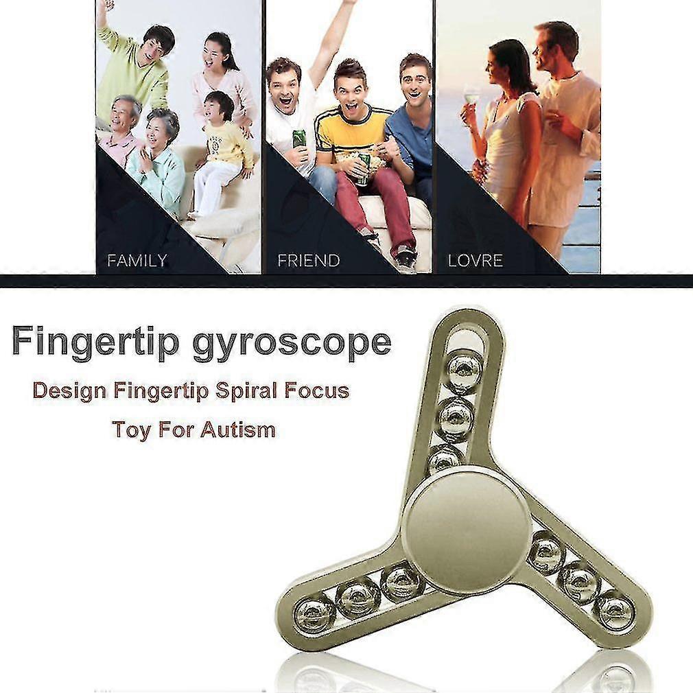 Fingertip 9 Beads Alloy Triangular Hand Spinner For Kids Adult Anti Stress