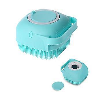 Blue Silicone Massage Bath Brush with Soap Dispenser Handle Body Shower Scrubber