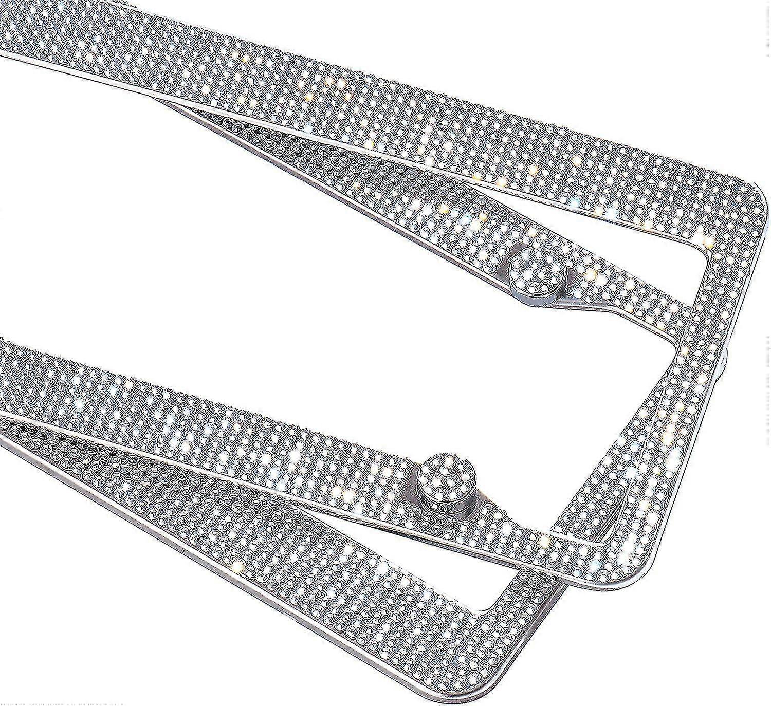 2024 2er-Pack Crystal Premium Edelstahl Bling Kennzeichenrahmen (Kristall)
