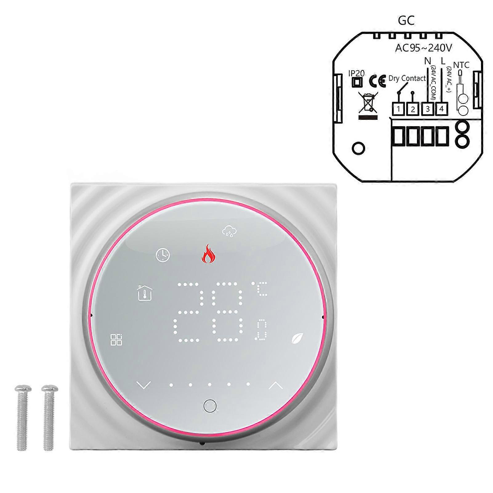 LED Smart Thermostat for Water Heating Programmable Thermostat Accurate 7 Day Programmable Thermostat AC95240V Square Base White