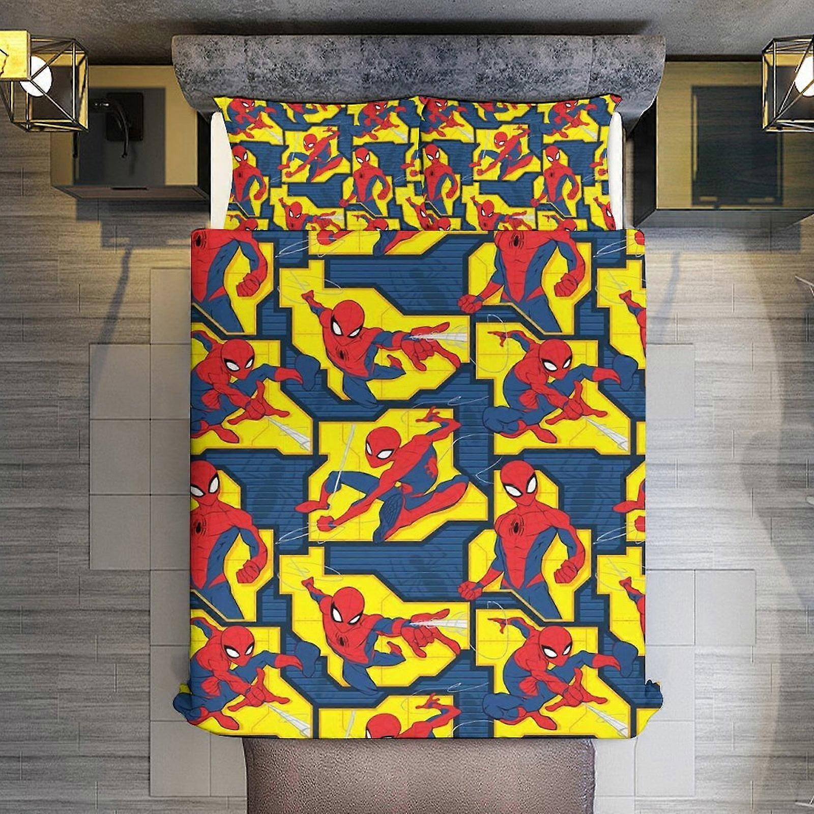Bedding set JP583 Amazing Spider-Man 3 Pieces Duvet Cover Set Full Size Super Soft Fade Resistant Microfiber 1 Cover with Zipper and 2 Pillowcases TH5