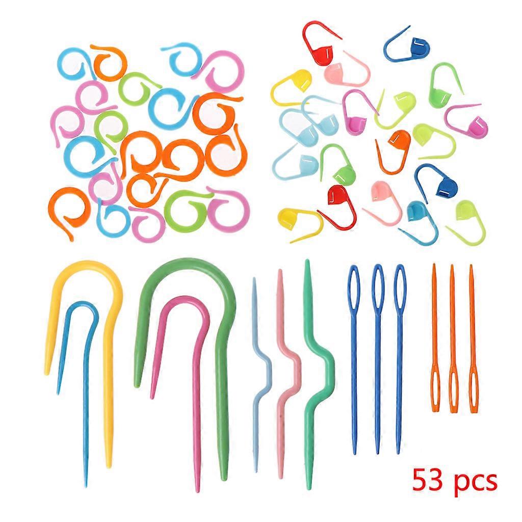 53 pcs Plastic Crochet Hook Knit Yarn Weave Knitting Needle Clip Marker Tool Set