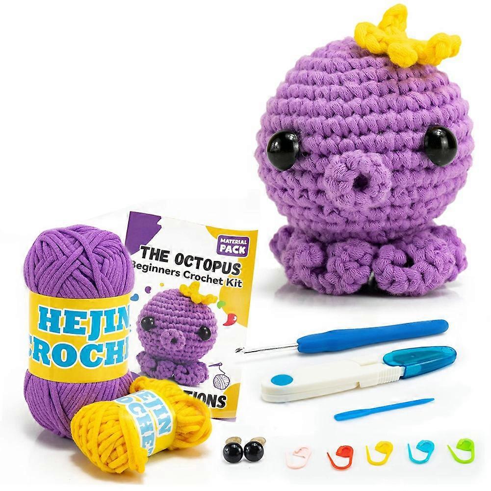DIY Oktopus Häkelset mit Strickgarnnadeln Plüschpuppe Einfach für Enthält genügend Garnnadeln