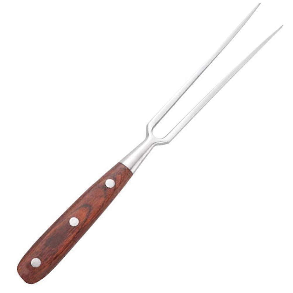 Stainless Steel Grill Fork with Wooden Handle, 30CM Carving Fork with Two Prongs