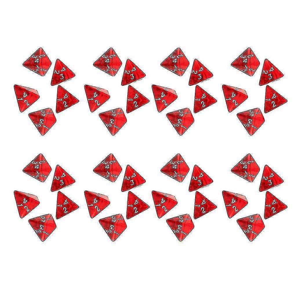 40/pack Red Gem Polyhedral Dices Set D4 Die Four-si Dice For Table Games