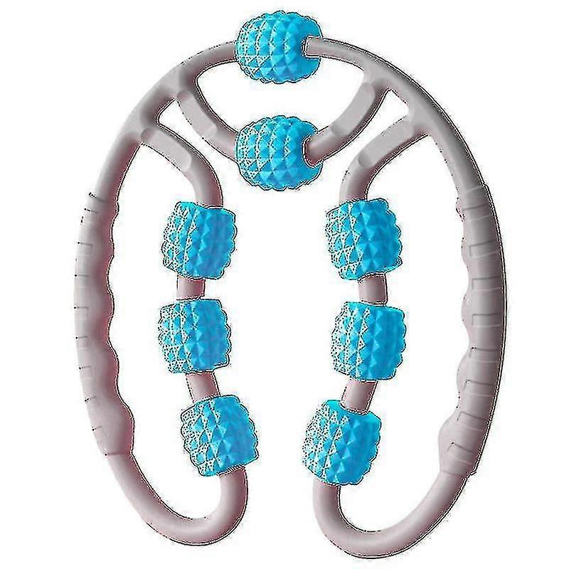 Eight-wheel Circular Hand Clamp Calf Massage Roller(blue)