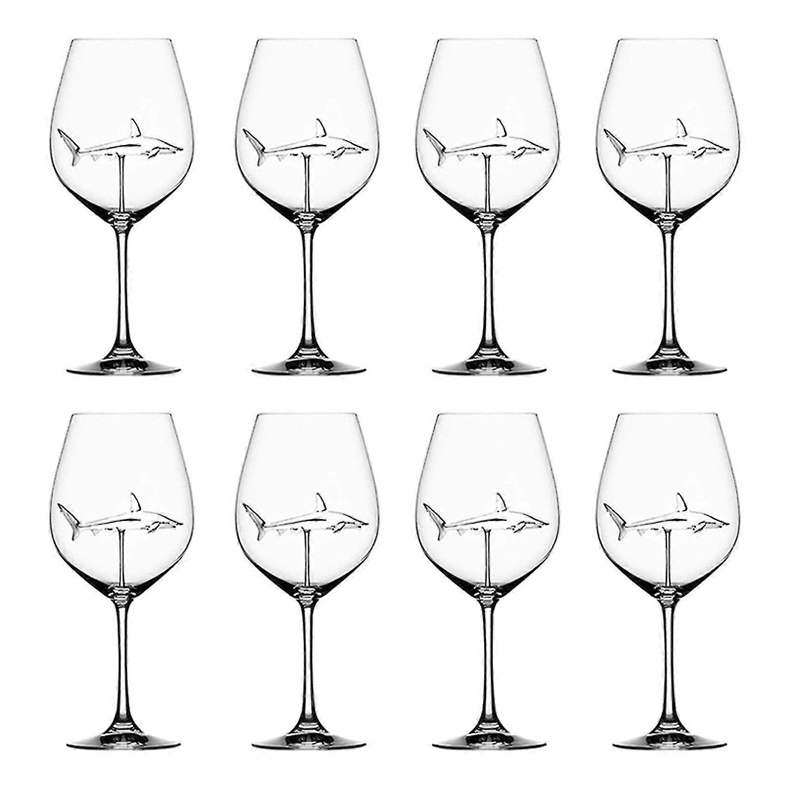 Red Wine Glasses With Shark Inside Goblet Glass Clear -8PCS